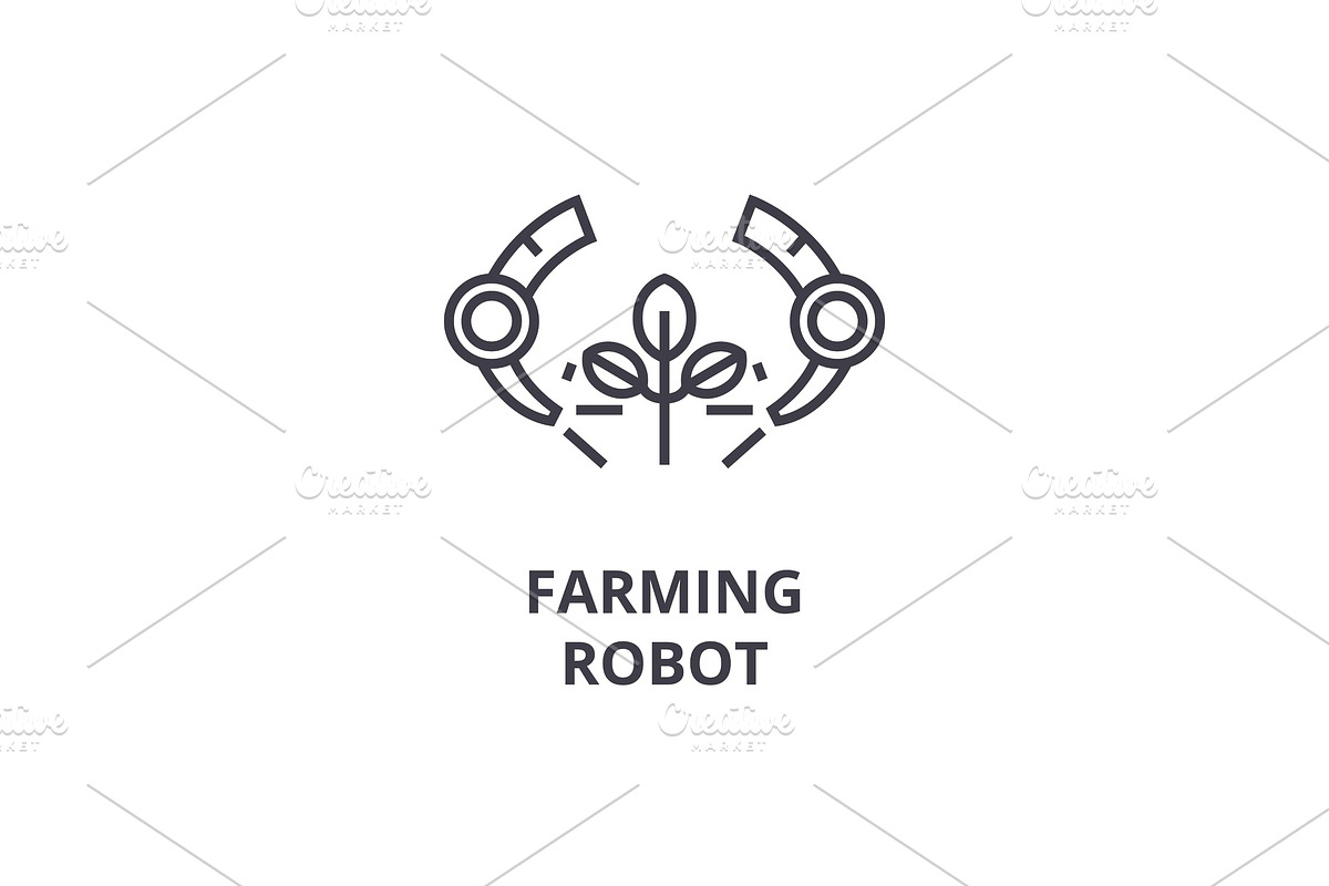 farming robot line icon, outline sign, linear symbol, vector, flat illustration in Illustrations - product preview 8