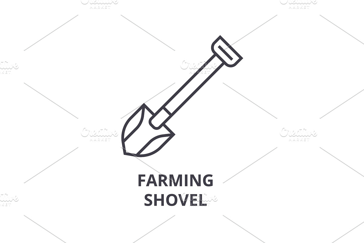 farming shovel line icon, outline sign, linear symbol, vector, flat illustration in Illustrations - product preview 8