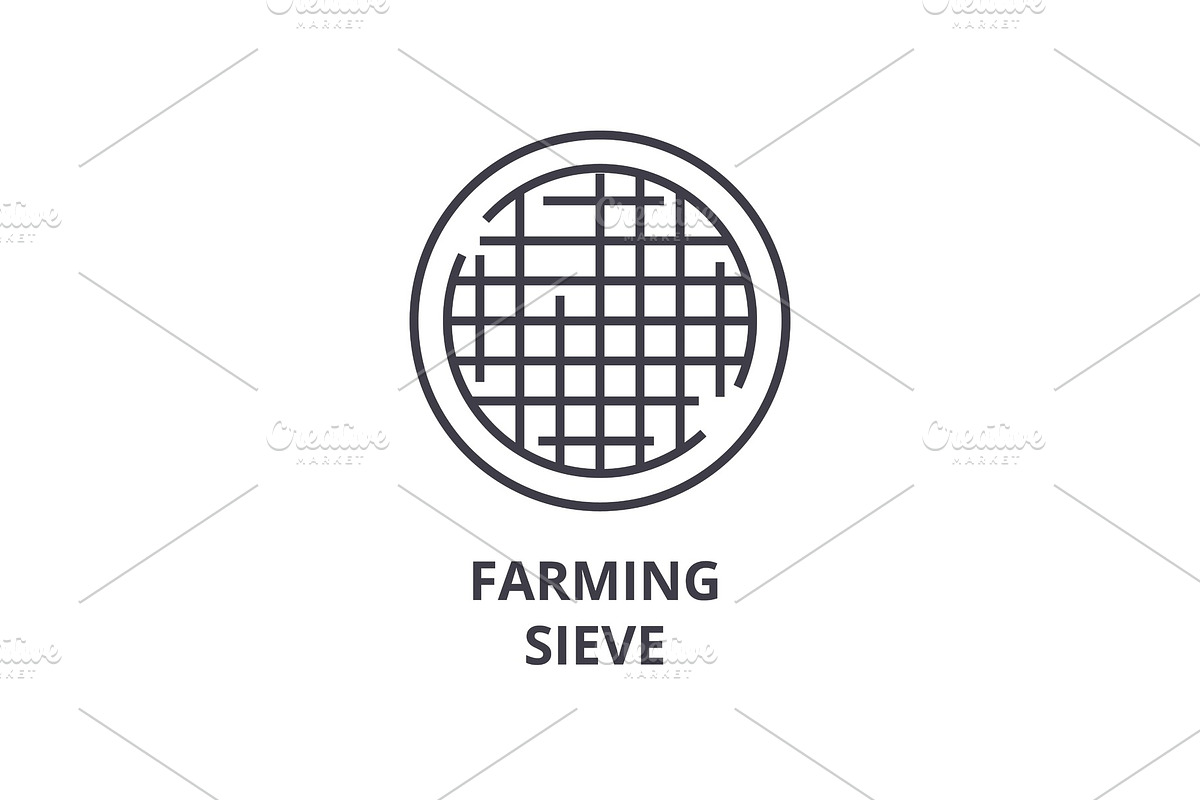 farming sieve line icon, outline sign, linear symbol, vector, flat illustration in Illustrations - product preview 8
