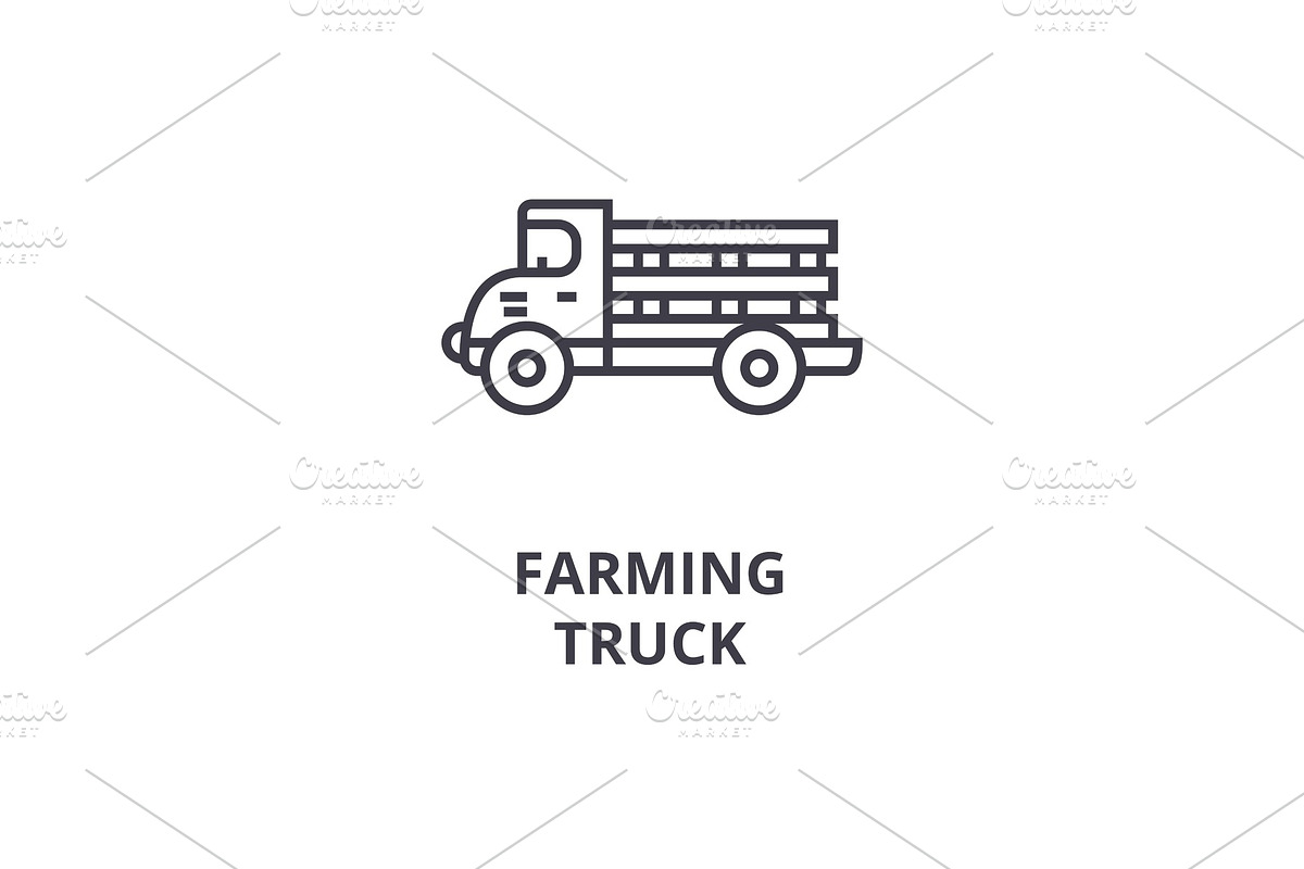 farming truck line icon, outline sign, linear symbol, vector, flat illustration in Illustrations - product preview 8