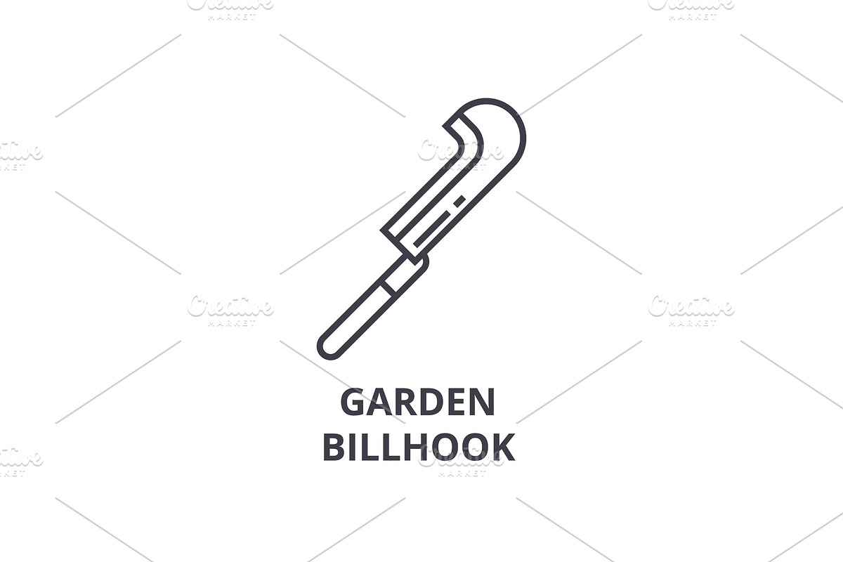 garden billhook line icon, outline sign, linear symbol, vector, flat illustration in Illustrations - product preview 8