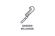 garden billhook line icon, outline sign, linear symbol, vector, flat illustration