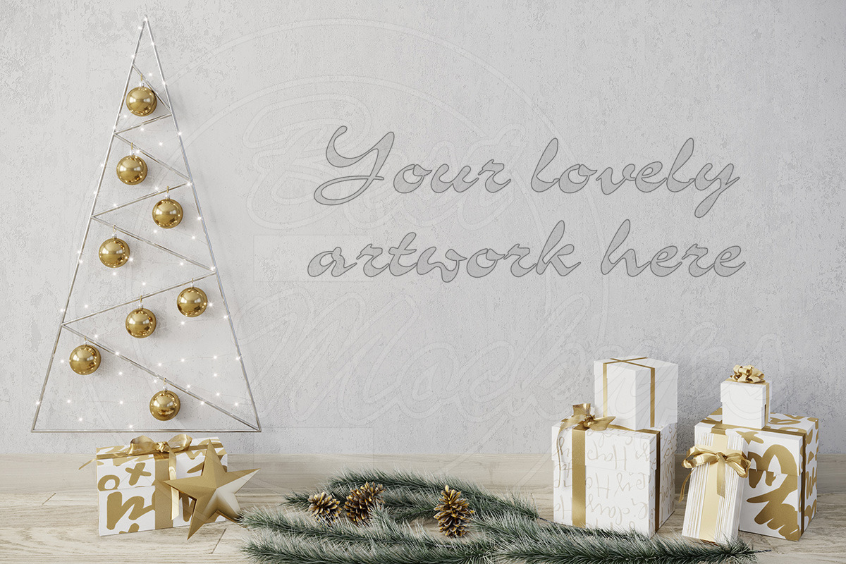Christmas blank wall mockup template in Product Mockups - product preview 8