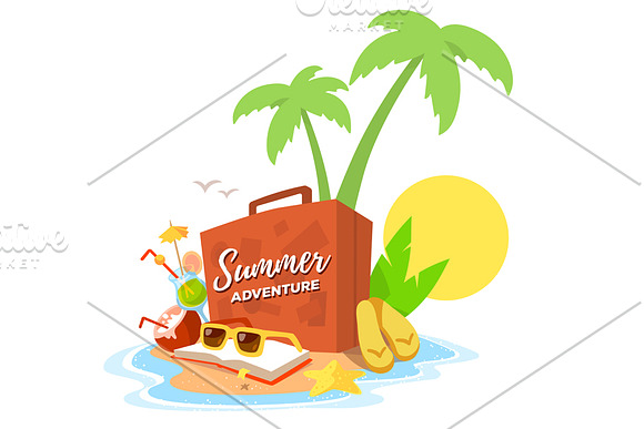 A sandy island in the ocean in Illustrations - product preview 1