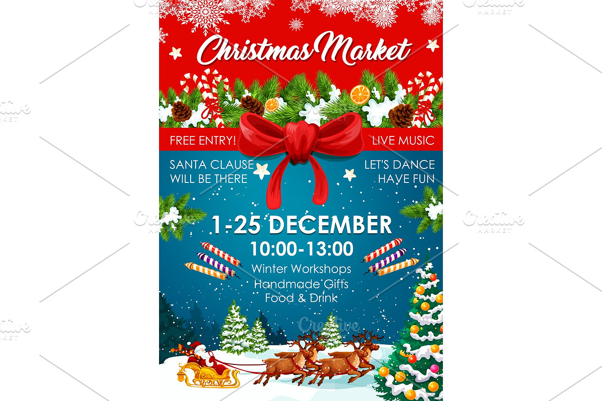 Christmas market poster of winter fair invitation in Illustrations - product preview 8