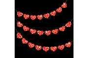 Cute festive vintage glitter hearts as bunting for your decoration