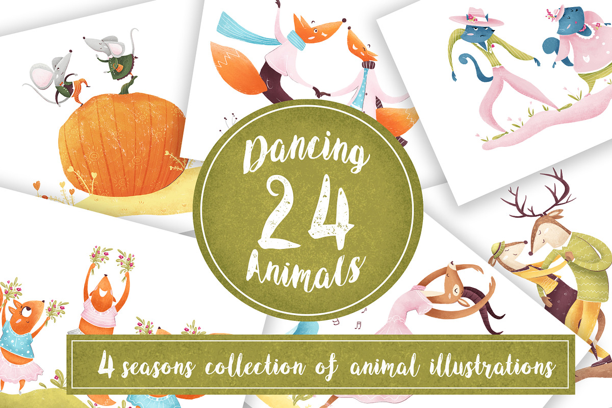 Collection of dancing animals in Illustrations - product preview 8