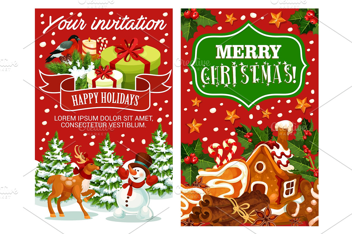 Merry Christmas holiday greeting vector card in Illustrations - product preview 8