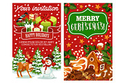 Merry Christmas holiday greeting vector card