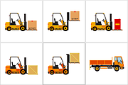 Vector forklift truck with cargo