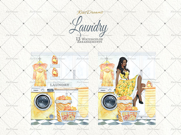 Laundry Watercolor Clipart 2 in Illustrations - product preview 4