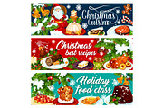 Christmas dinner banner with winter holiday food