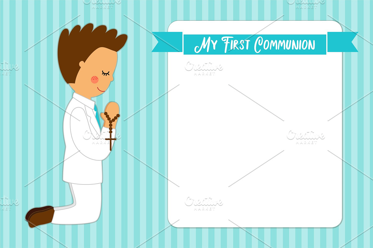 Cute First Communion card for boys in Illustrations - product preview 8