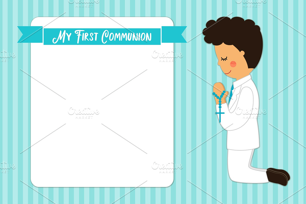 Cute First Communion card for boys in Illustrations - product preview 8