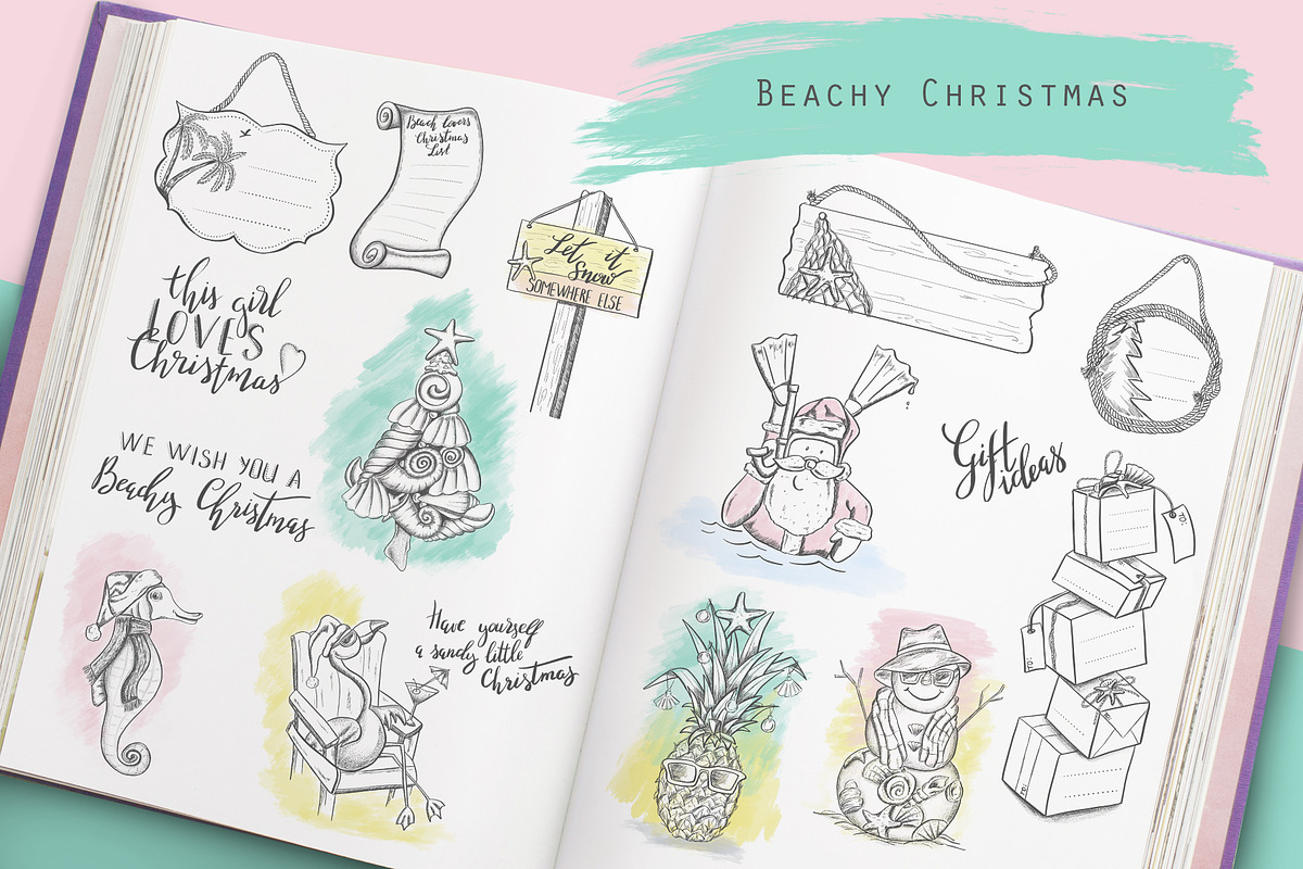 Beach Christmas illustrations in Illustrations - product preview 8