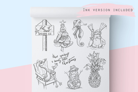 Beach Christmas illustrations in Illustrations - product preview 1
