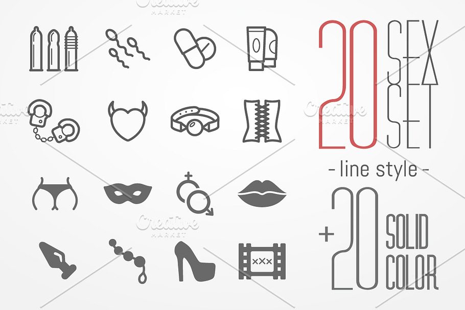 Sex shop icons set in Movie Icons - product preview 8