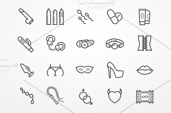 Sex shop icons set in Movie Icons - product preview 1