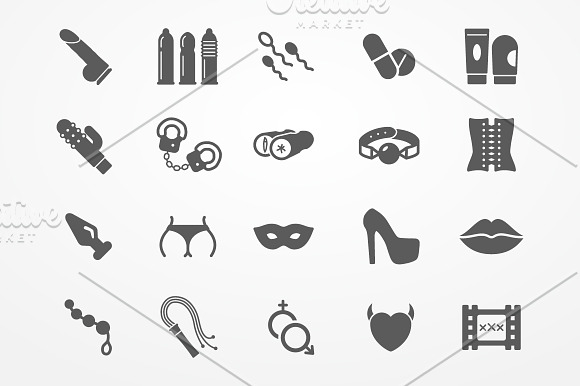 Sex shop icons set in Movie Icons - product preview 2