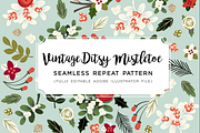 Vintage Ditsy Mistletoe Pattern AI