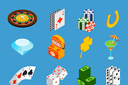 Casino isometric icons set