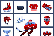 Ice hockey icon set