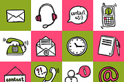 Contact us sketch icons set