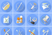 Medicine flat icons set