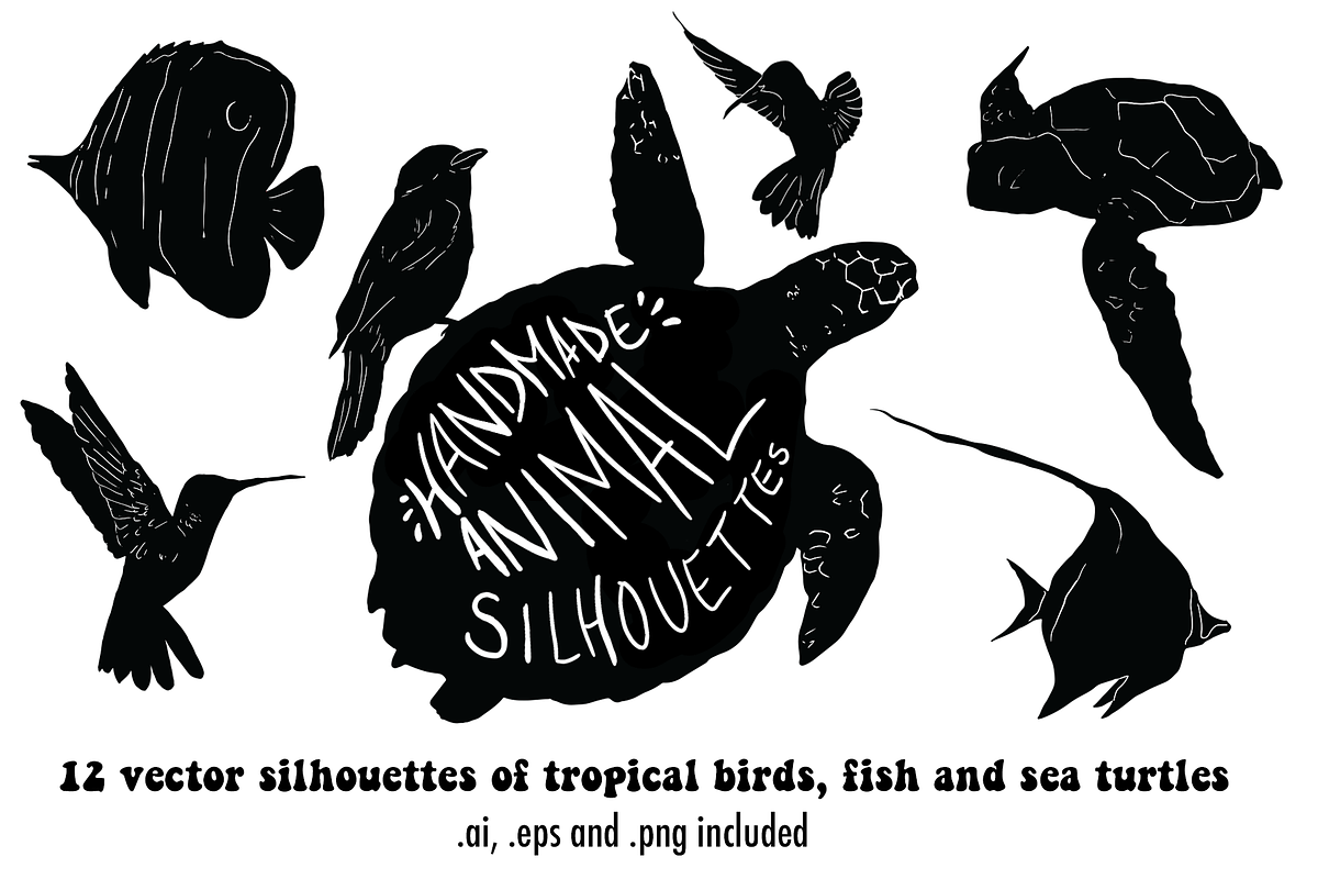 Handmade vector animal silhouettes in Illustrations - product preview 8