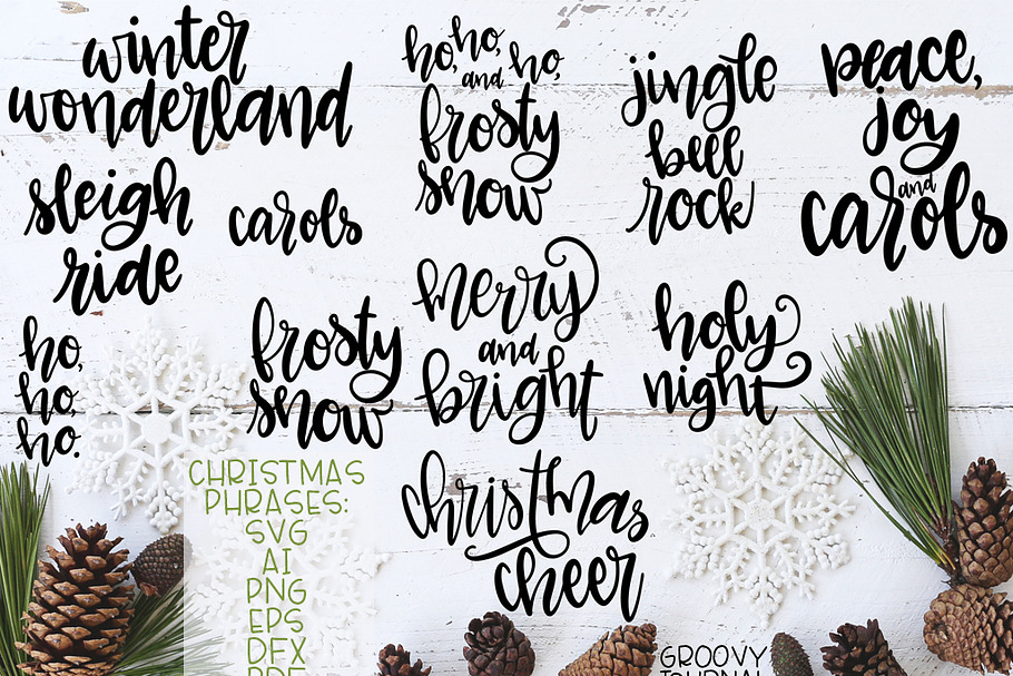 Christmas Phrases - Cut Files in Illustrations - product preview 8