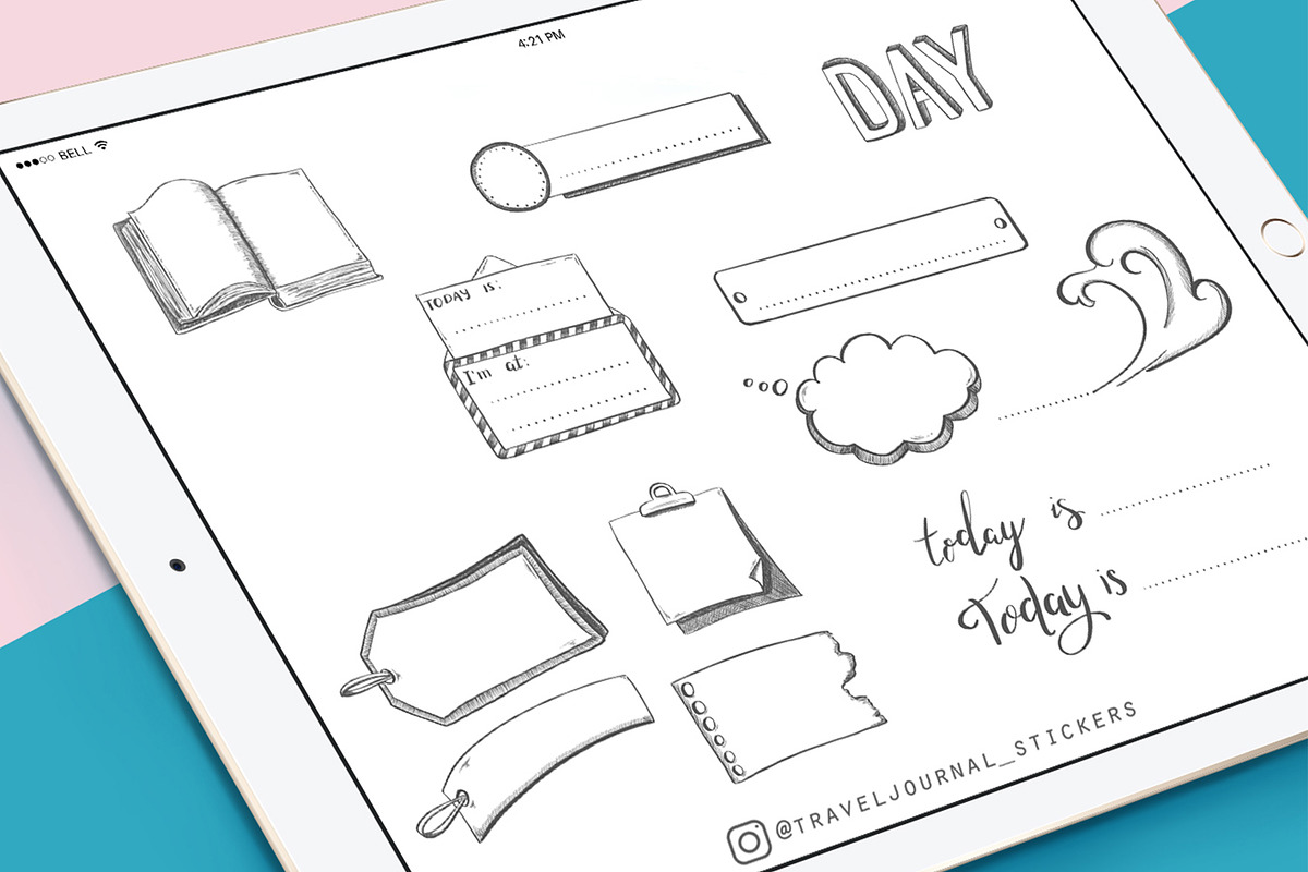 Doodled date headers for planner in Illustrations - product preview 8
