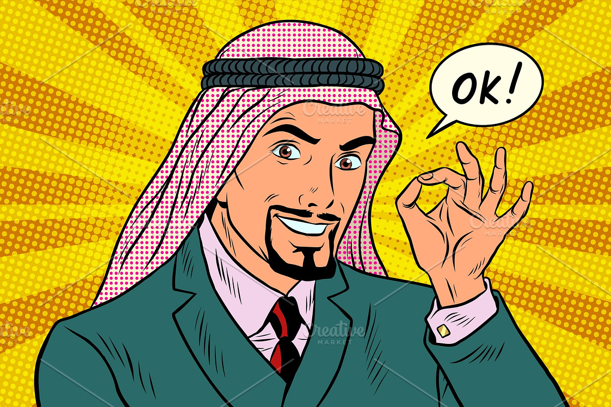 OK gesture Arab businessman in Illustrations - product preview 8
