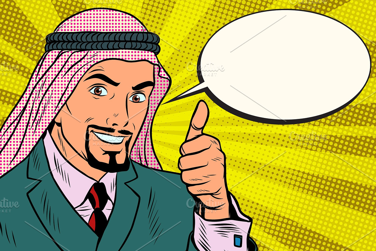 thumbs up, Arab businessman do like in Illustrations - product preview 8