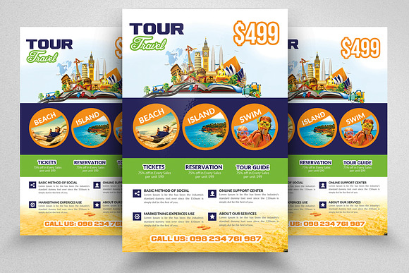 10 Tour Travel Flyers Bundle in Flyer Templates - product preview 1