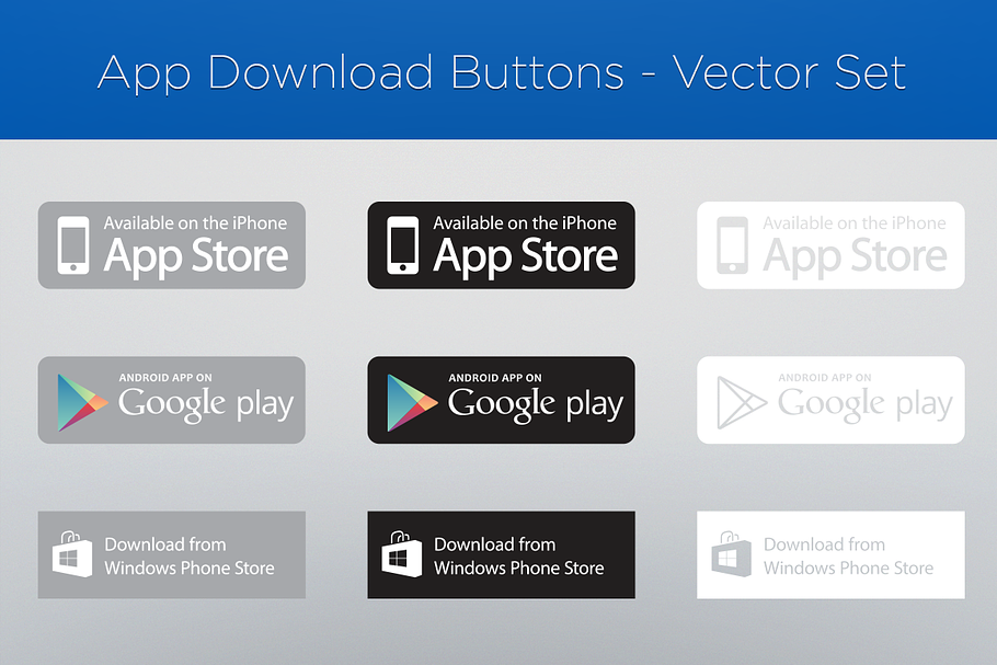 App Download Buttons - Vector Set