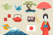 Japan icons and symbols set