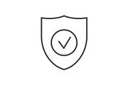 secure shield vector line icon, sign, illustration on background, editable strokes
