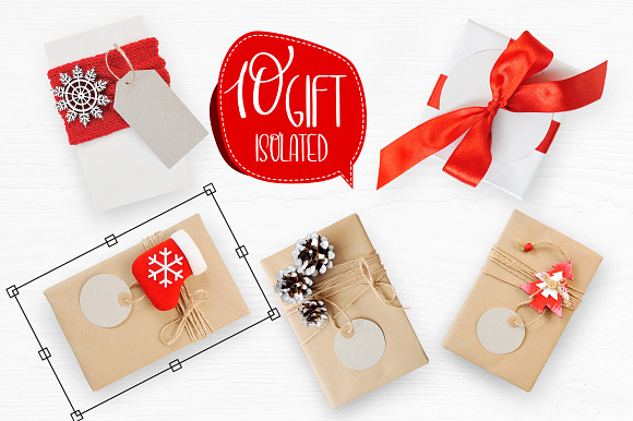 Isolated Gift Christmas Mock ups in Scene Creator Mockups - product preview 7