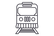 train in city vector line icon, sign, illustration on background, editable strokes