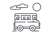 travel bus vector line icon, sign, illustration on background, editable strokes