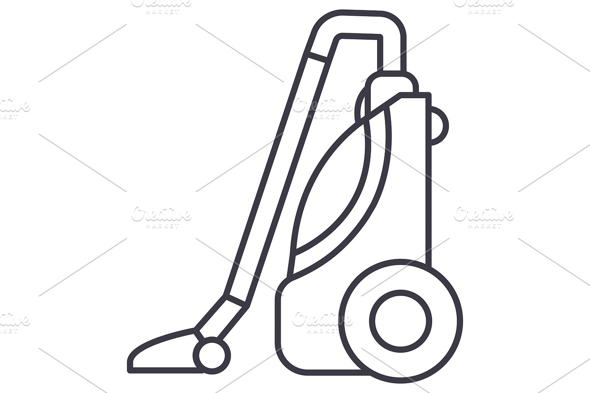 vacuum cleaner vector line icon, sign, illustration on background, editable strokes in Objects - product preview 8
