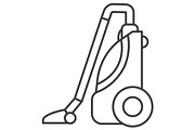 vacuum cleaner vector line icon, sign, illustration on background, editable strokes