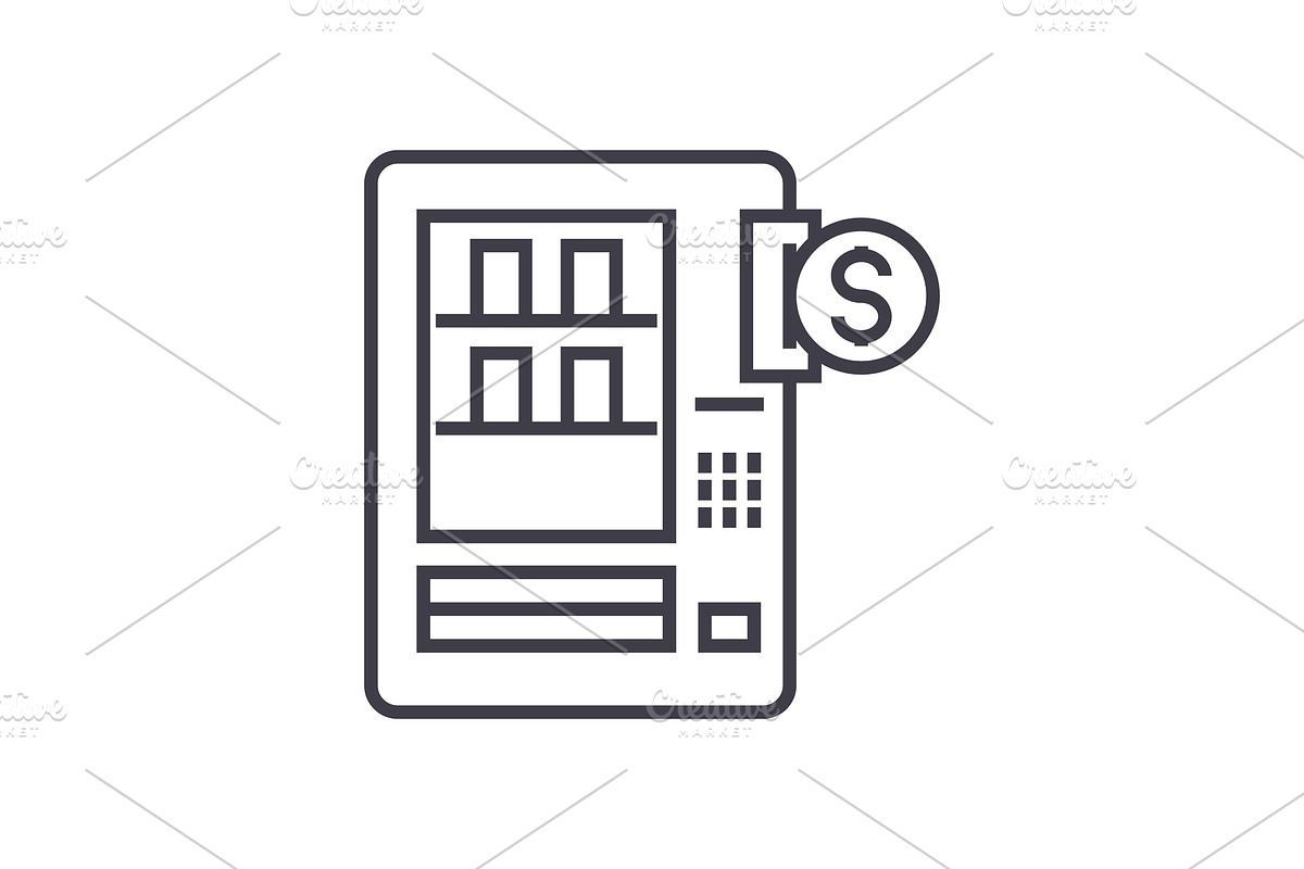 vending machines vector line icon, sign, illustration on background, editable strokes in Objects - product preview 8
