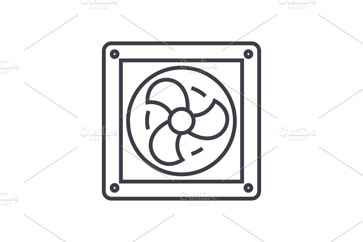 ventilation vector line icon, sign, illustration on background, editable strokes in Objects - product preview 8