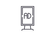 vertical billboard advertising vector line icon, sign, illustration on background, editable strokes