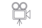 video cinema, retro camera illustration vector line icon, sign, illustration on background, editable strokes