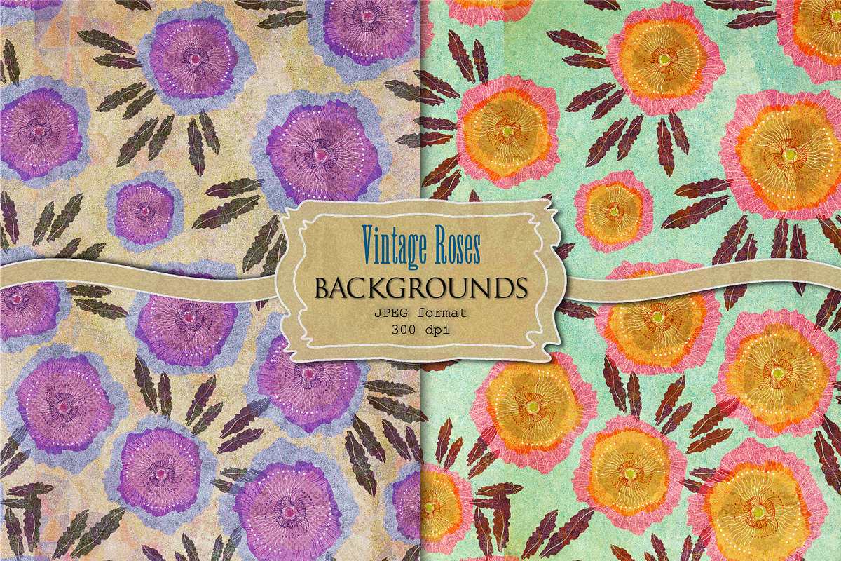 Vintage Roses Backgrounds in Patterns - product preview 8
