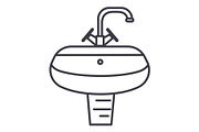 washbasin,washstand vector line icon, sign, illustration on background, editable strokes