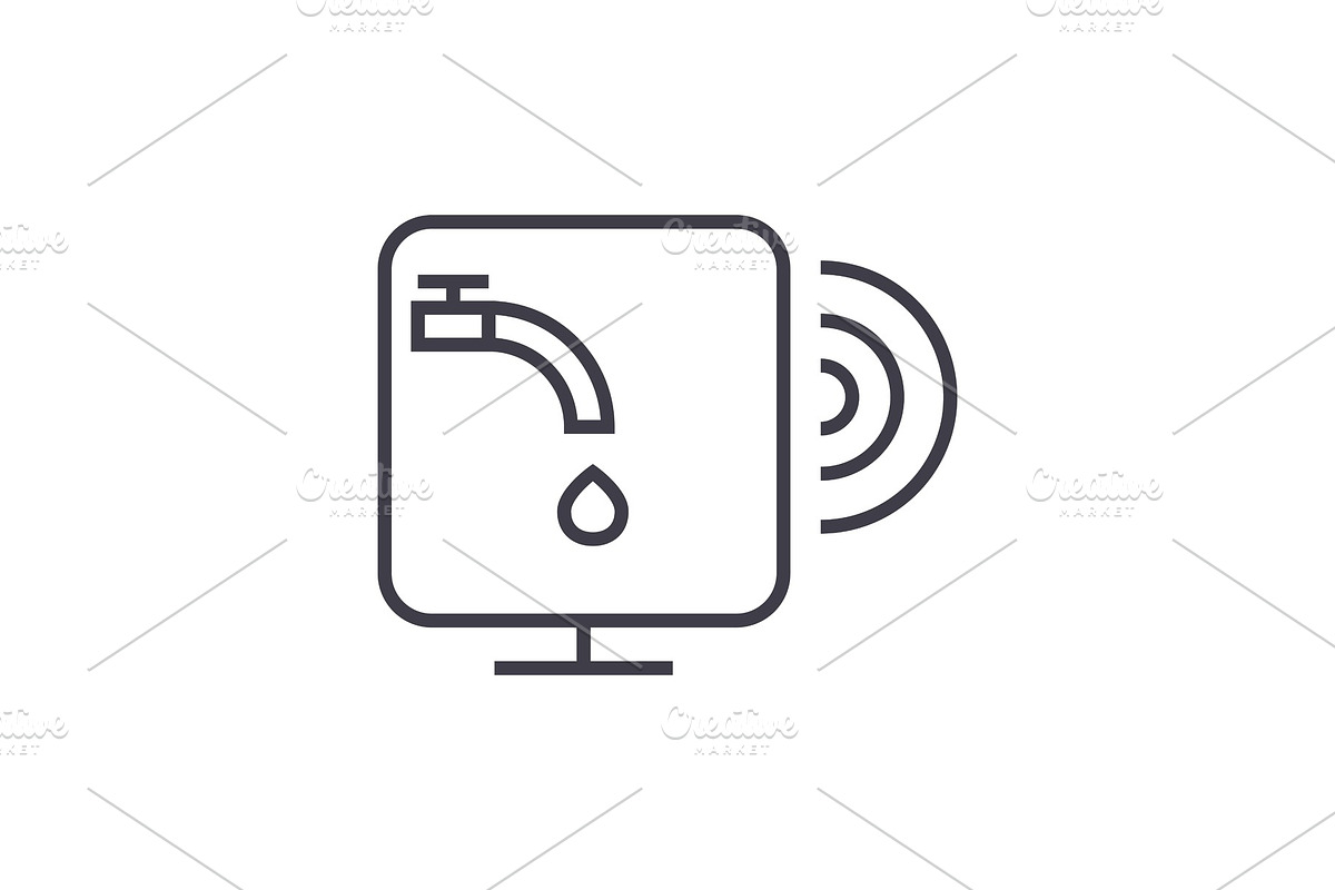 water sensor vector line icon, sign, illustration on background, editable strokes in Objects - product preview 8
