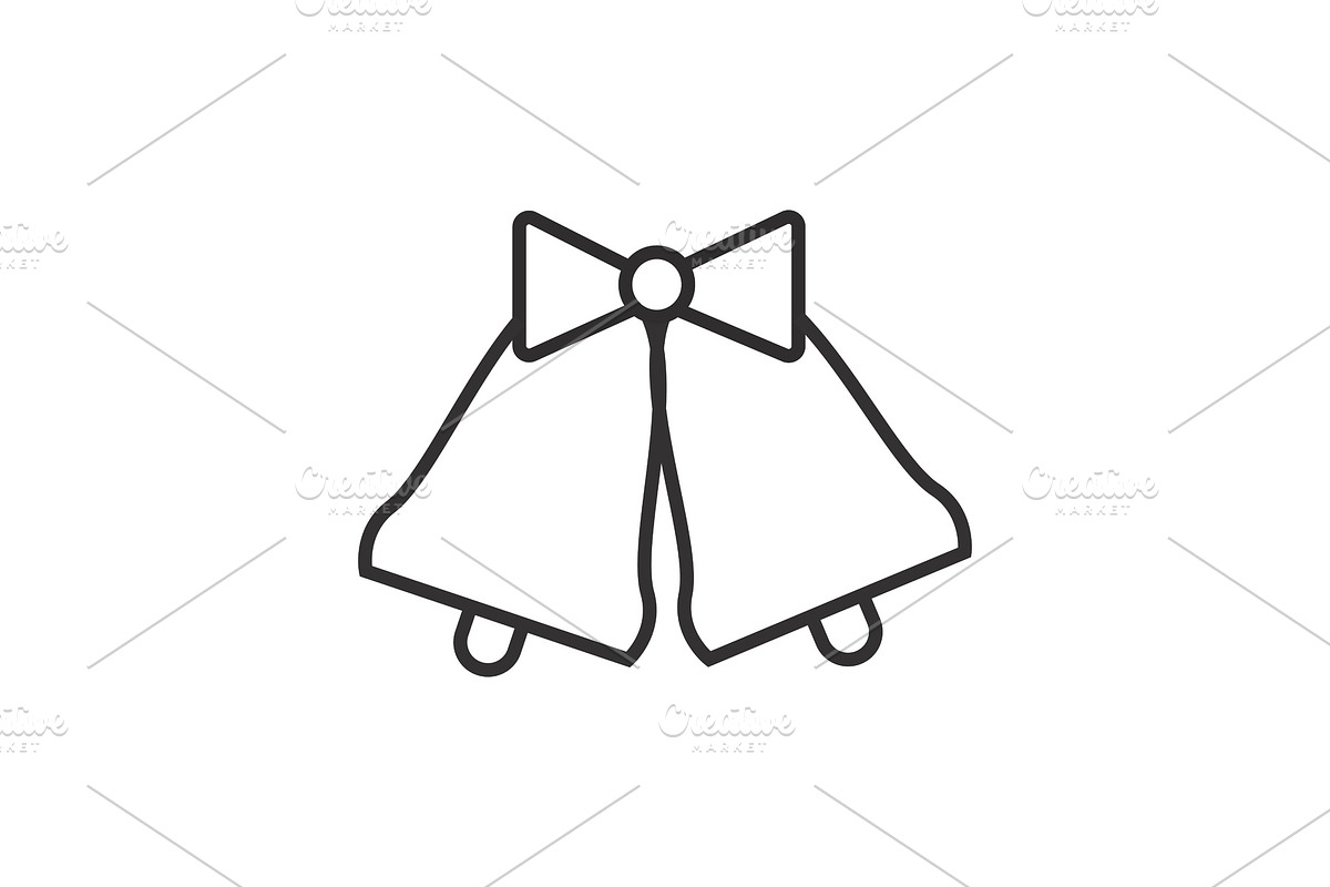 wedding bells  vector line icon, sign, illustration on background, editable strokes in Objects - product preview 8